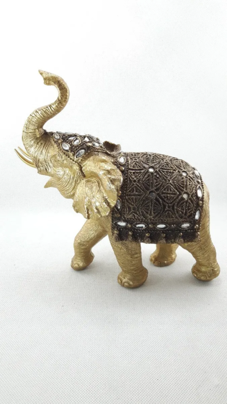 Escultura Elefante Gris Manto Strass y Piedras - Imagen 3