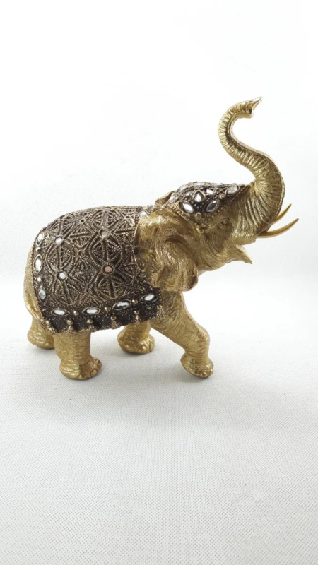 Escultura Elefante Gris Manto Strass y Piedras - Imagen 2