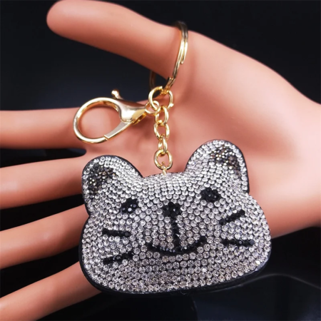 Llavero Bag Charm Cat con brillos - Imagen 6