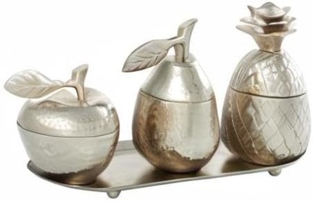 Potiches de metal Frutas de aluminio con bandeja - Imagen 3