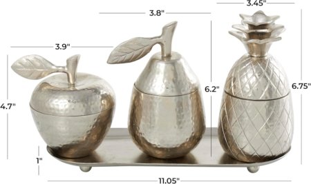 Potiches de metal Frutas de aluminio con bandeja - Imagen 8