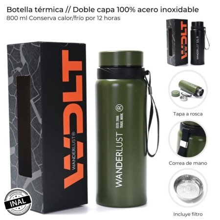 Botella Termica Wanderlust Acero Inoxidable 800ML - Imagen 2