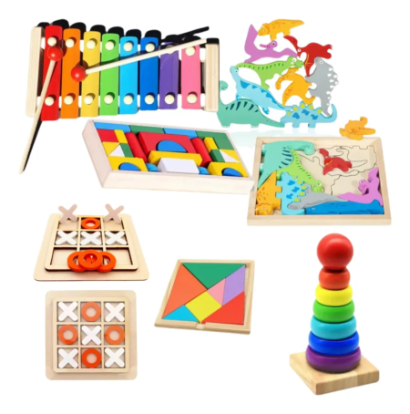 KIT x 6 juegos didacticos de encastre con musical