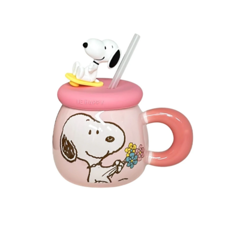 Jarro Mug Taza Snoopy Ceramica con tapa y sorbete - Imagen 16