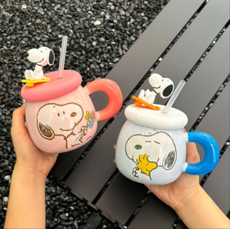 Jarro Mug Taza Snoopy Ceramica con tapa y sorbete - Imagen 15