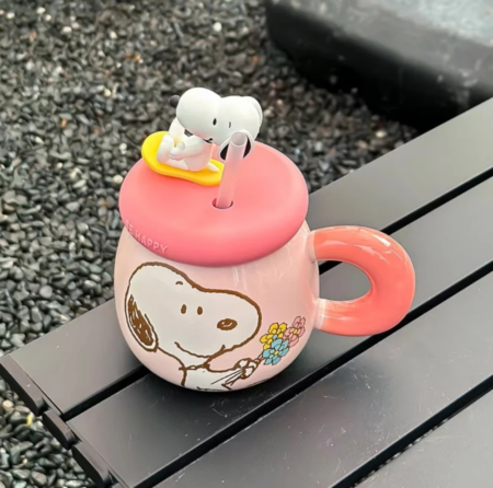 Jarro Mug Taza Snoopy Ceramica con tapa y sorbete - Imagen 13