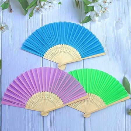 🌀 Pack x6 Abanicos de Bambú y Papel - Colores Surtidos Souvenir Eventos - Imagen 7