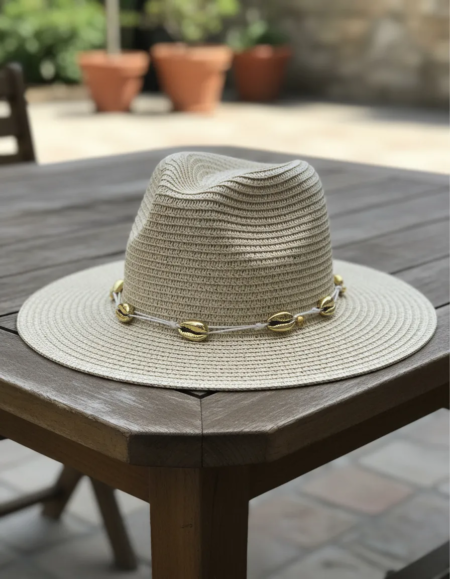 👒✨ Sombrero de Rafia con Lentejuelas y Caracolas – Verano 2026 - Imagen 4