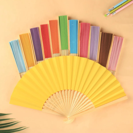 🌀 Pack x6 Abanicos de Bambú y Papel - Colores Surtidos Souvenir Eventos