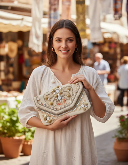 Clutch Sobre Cartera bordado a Mano Andrea - Imagen 4