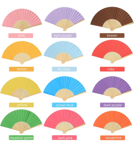 🌀 Pack x6 Abanicos de Bambú y Papel - Colores Surtidos Souvenir Eventos - Imagen 10