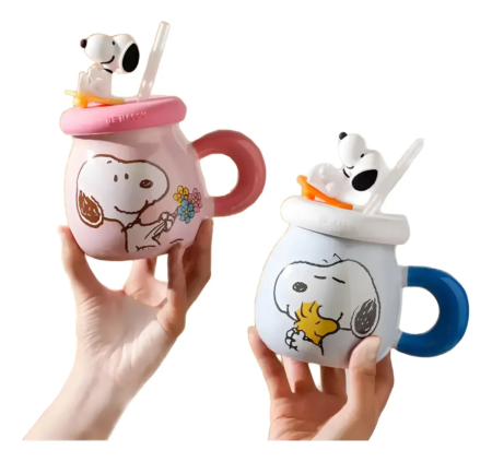 Jarro Mug Taza Snoopy Ceramica con tapa y sorbete - Imagen 18