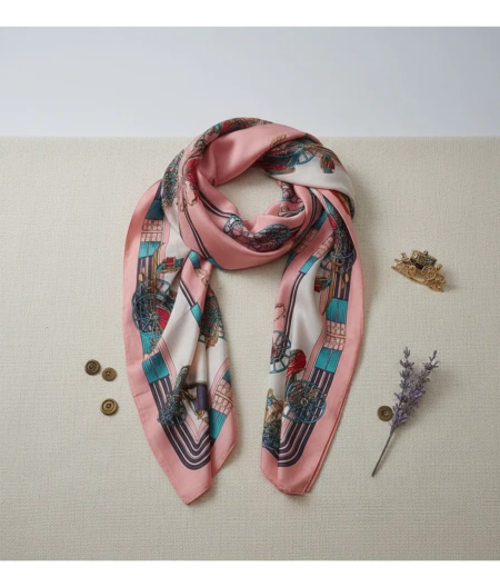 Pañuelo Foulard Rectangular de seda Carrozas - Imagen 35