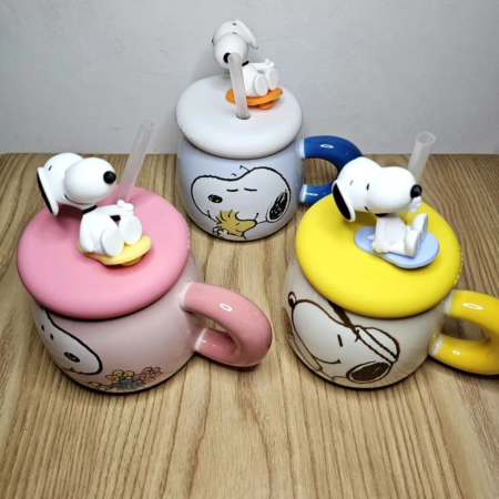 Jarro Mug Taza Snoopy Ceramica con tapa y sorbete - Imagen 11