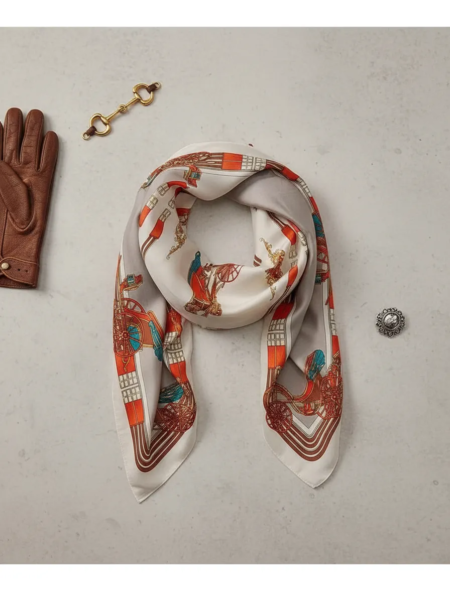 Pañuelo Foulard Rectangular de seda Carrozas - Imagen 7