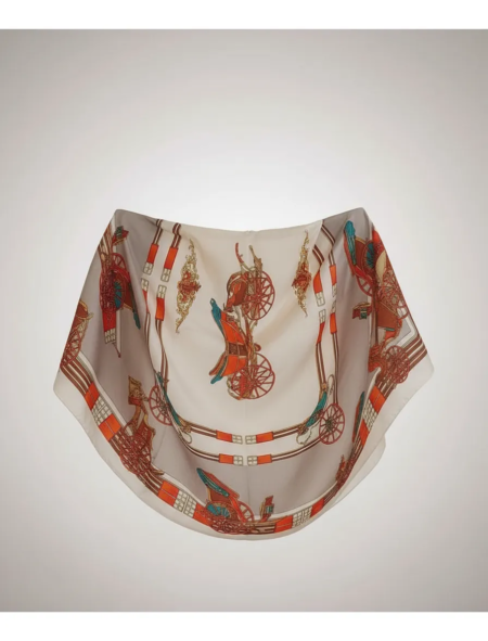 Pañuelo Foulard Rectangular de seda Carrozas - Imagen 4