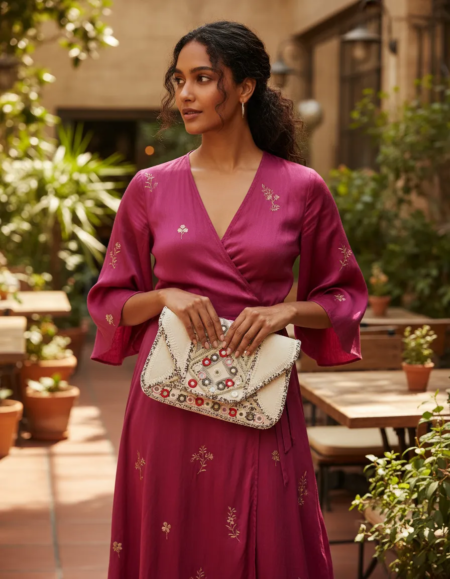 Clutch Cartera Bandolera Betty Bordada - Imagen 5