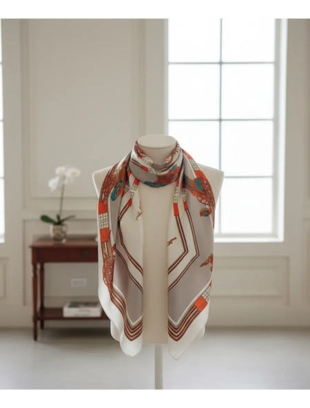 Pañuelo Foulard Rectangular de seda Carrozas