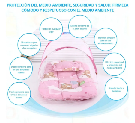 Cuna Mosquitero Bebé Carpa Plegable Portátil Viaje Tul Dosel - Imagen 16