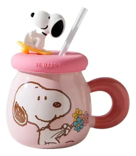 Jarro Mug Taza Snoopy Ceramica con tapa y sorbete - Imagen 12