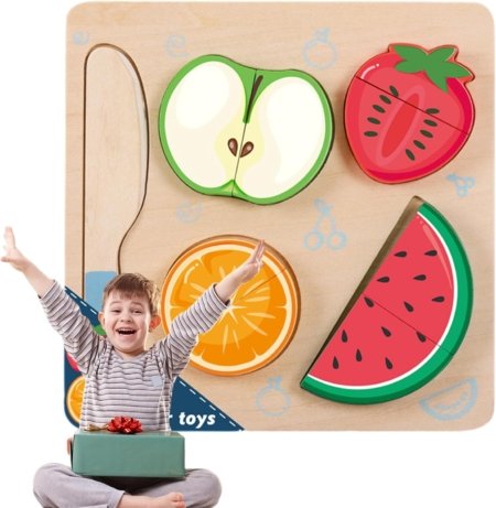 Puzzle Rompecabezas Juego de Frutas en Madera - Imagen 3