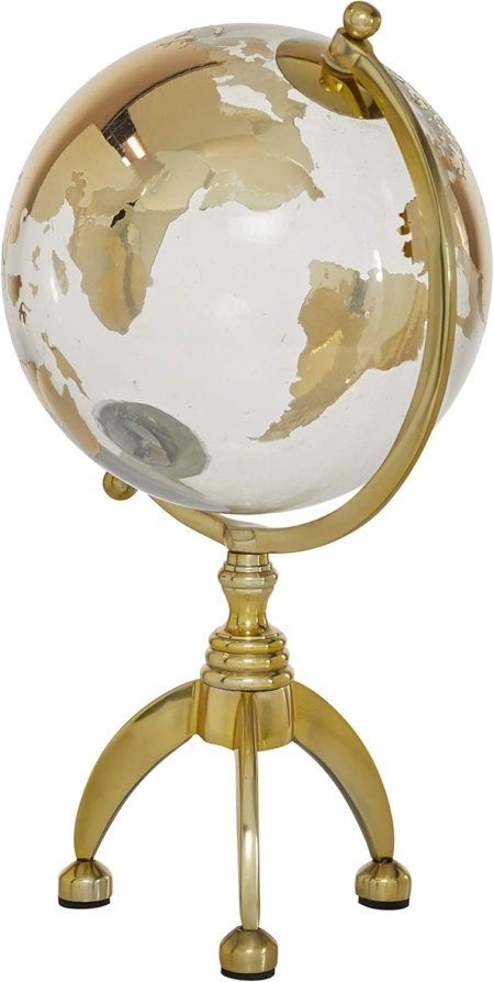 Glogo Terraqueo Gold Cristal Base Tripode Aluminio dorado - Imagen 5