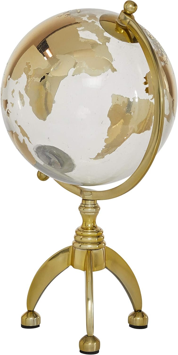 Glogo Terraqueo Gold Cristal Base Tripode Aluminio dorado - Imagen 5
