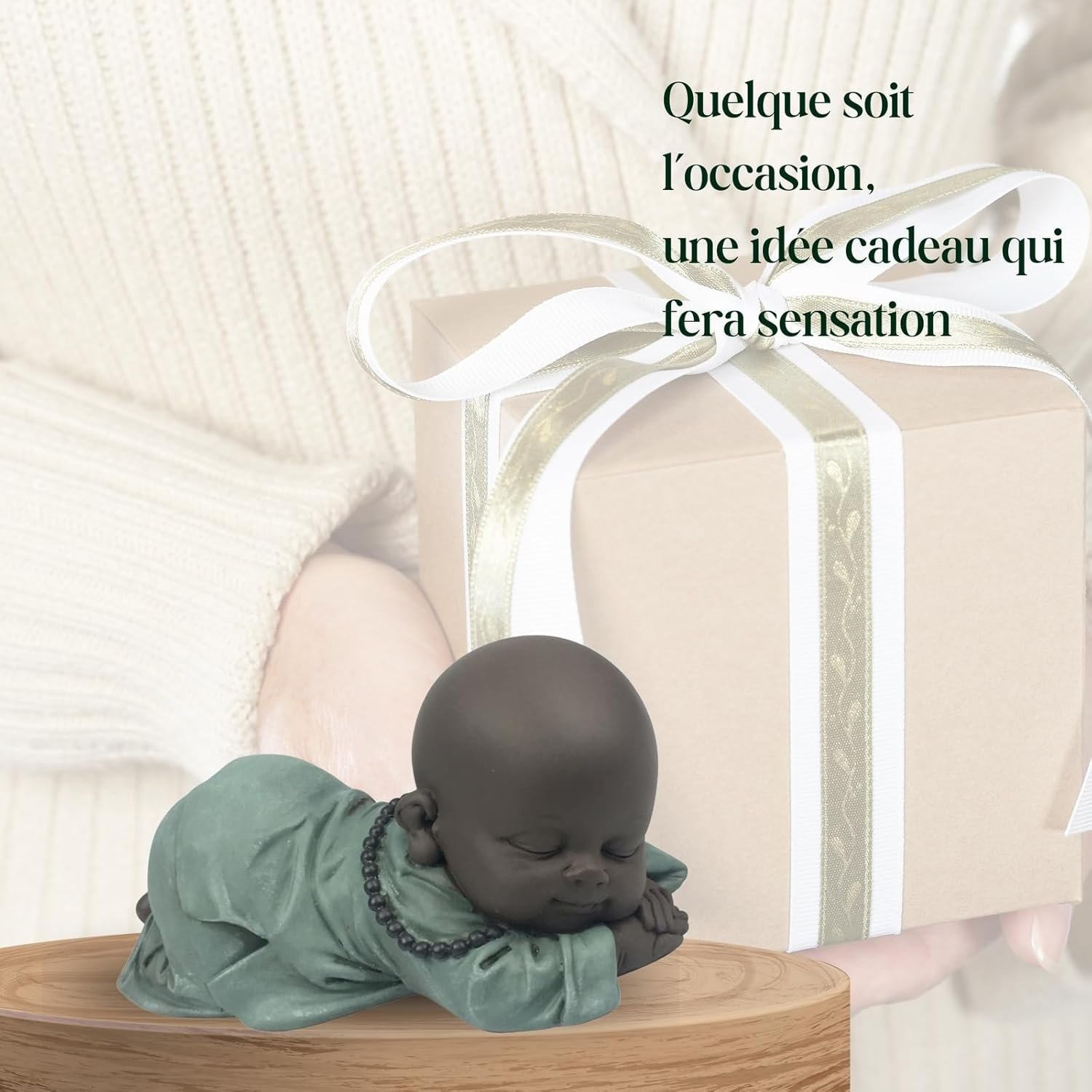 Escultura Monje Buda bebé Durmiendo - Imagen 8