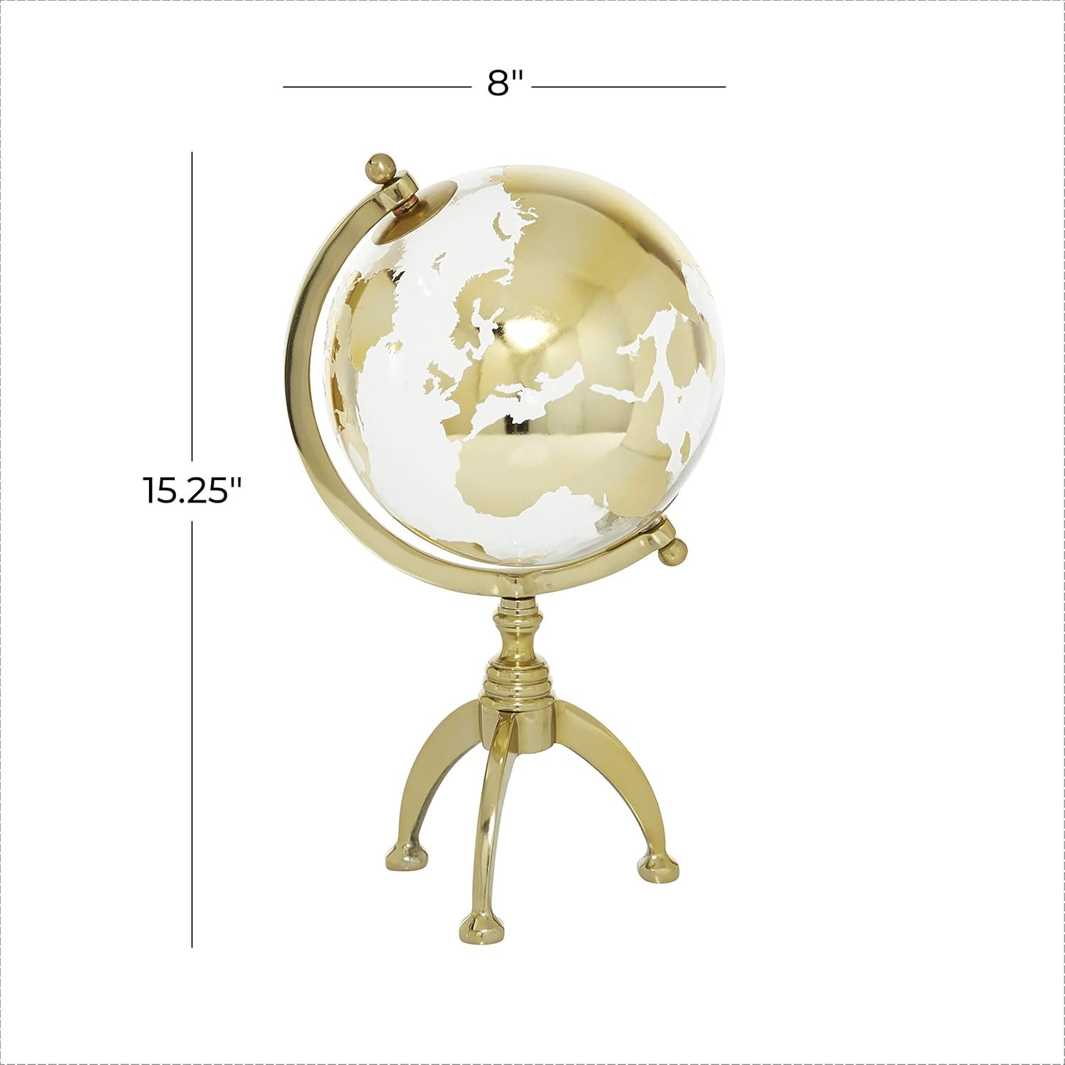 Glogo Terraqueo Gold Cristal Base Tripode Aluminio dorado - Imagen 6