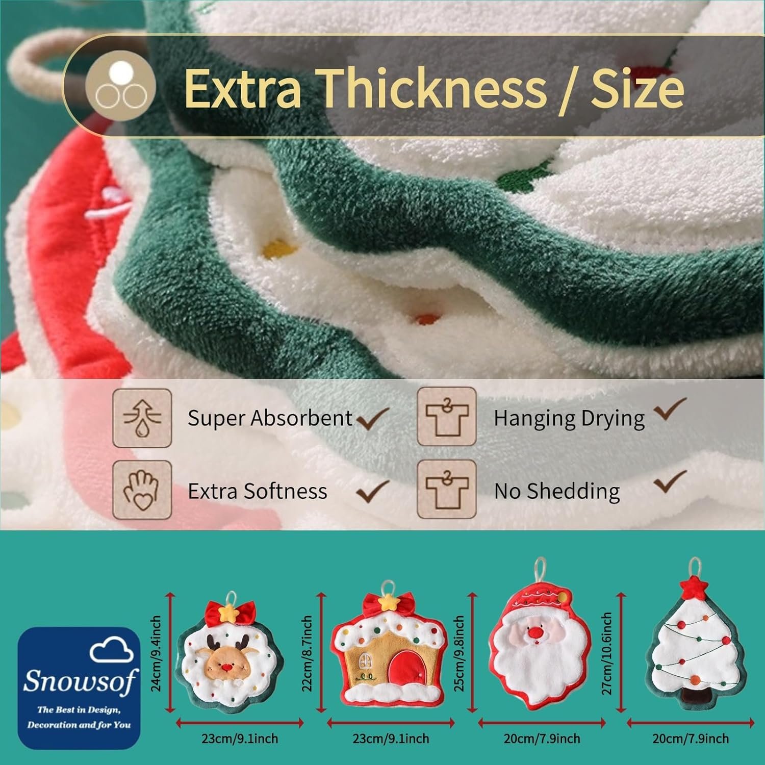 Navidad toallas de mano Snowsof Christmas - Imagen 6