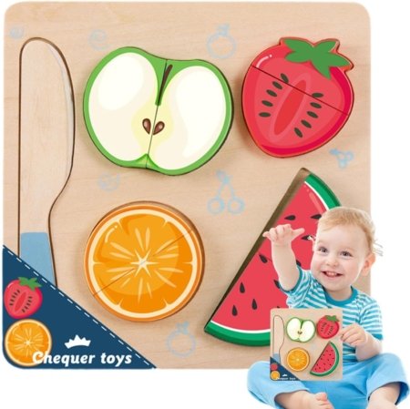 Puzzle Rompecabezas Juego de Frutas en Madera - Imagen 2