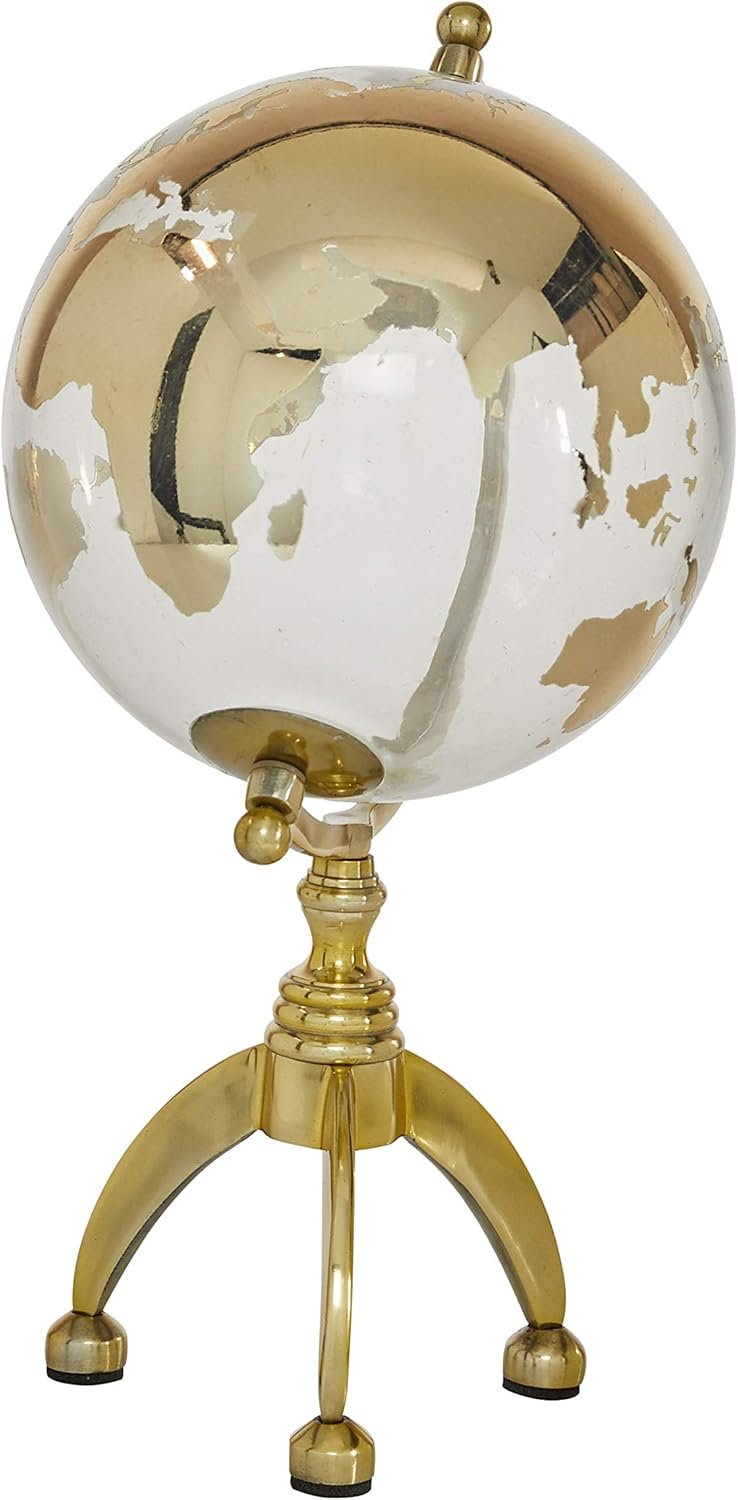 Glogo Terraqueo Gold Cristal Base Tripode Aluminio dorado - Imagen 2