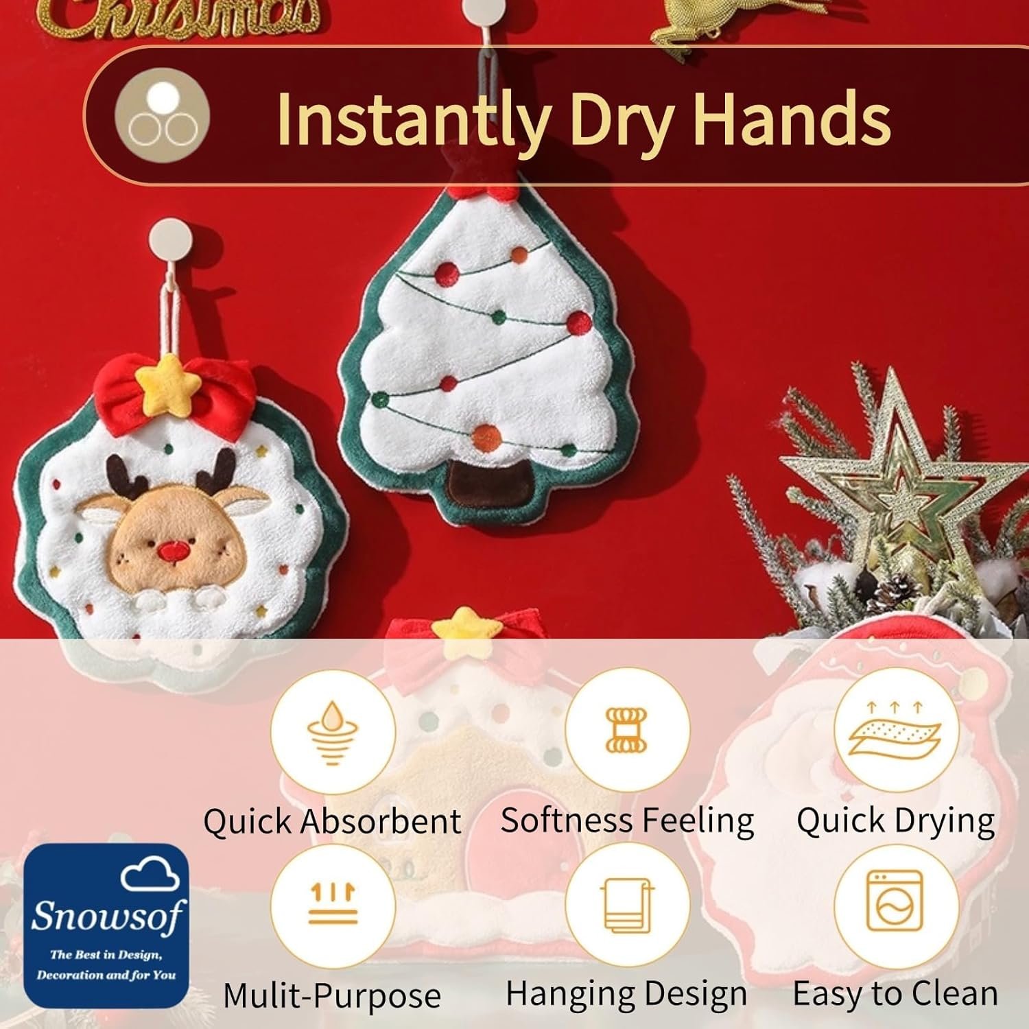Navidad toallas de mano Snowsof Christmas - Imagen 5