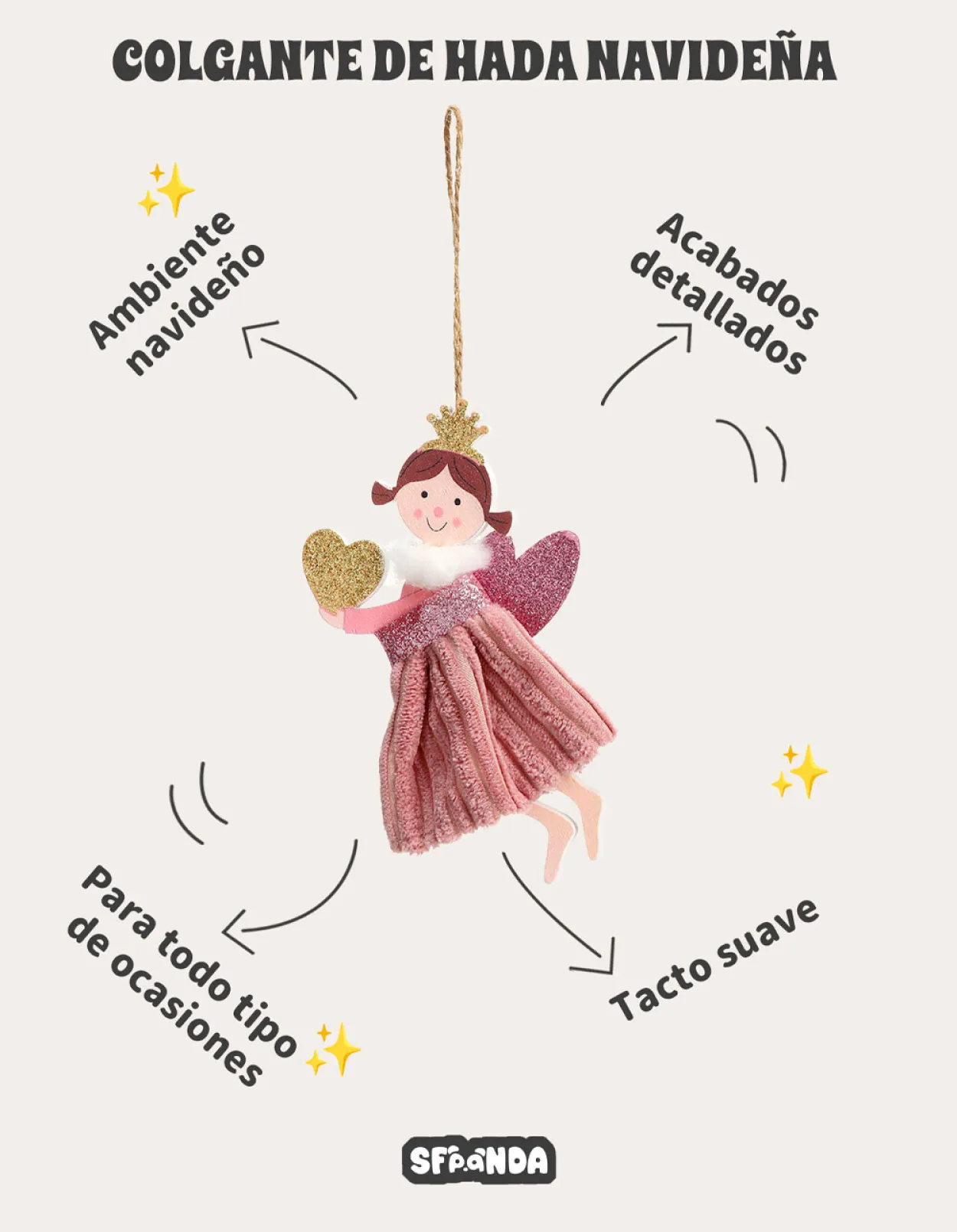 Adorno Navidad Hada Corazon - Imagen 7