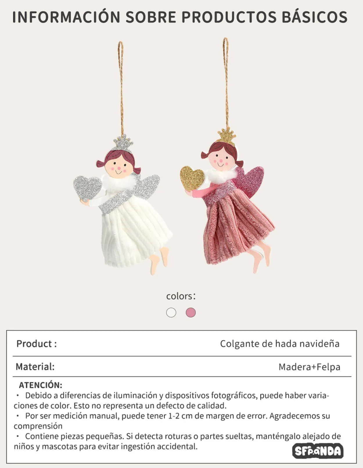 Adorno Navidad Hada Corazon - Imagen 8