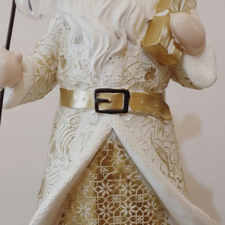  Papá Noel con baston, y luz led blanco/dorado - Imagen 5