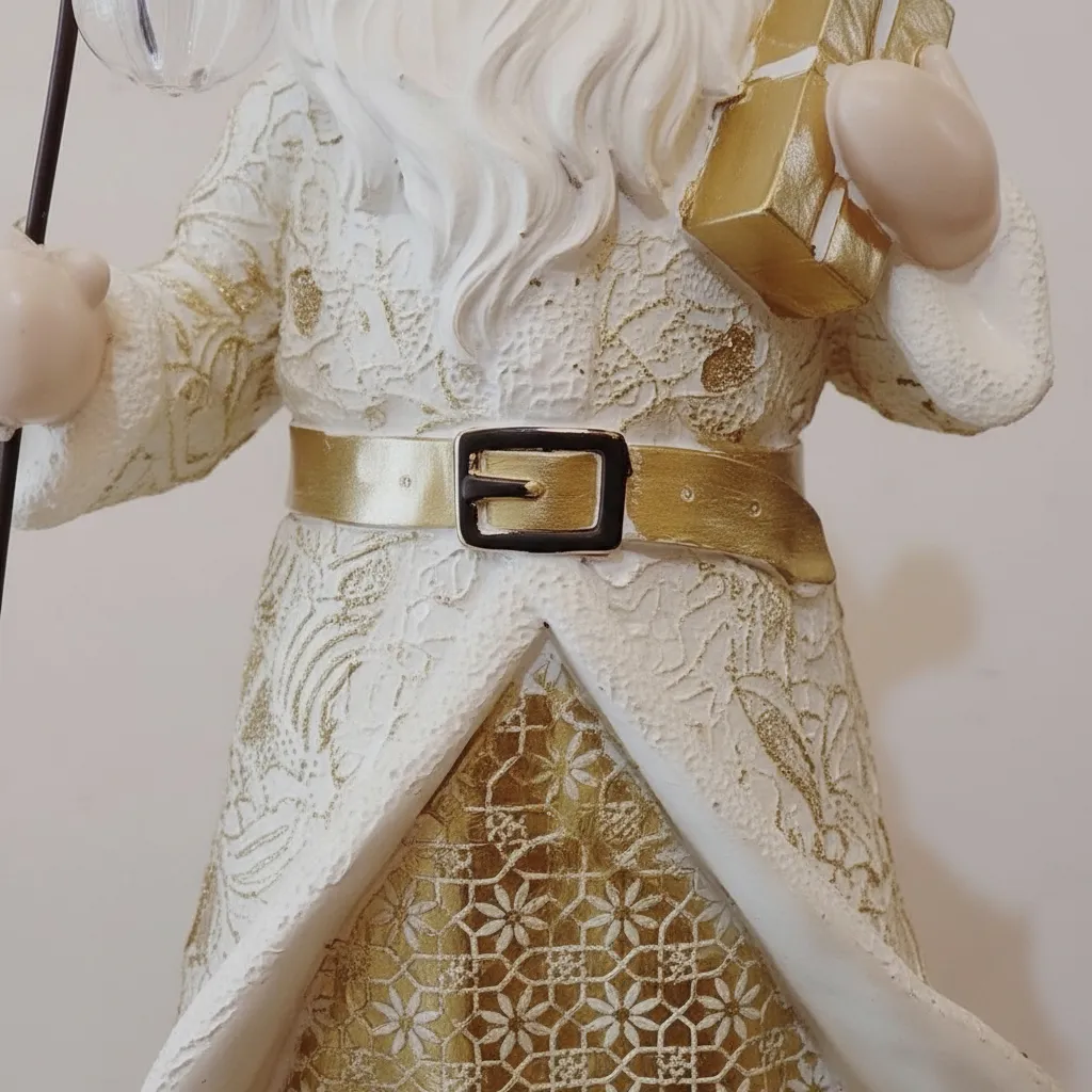 Papá Noel con baston, y luz led blanco/dorado - Imagen 5