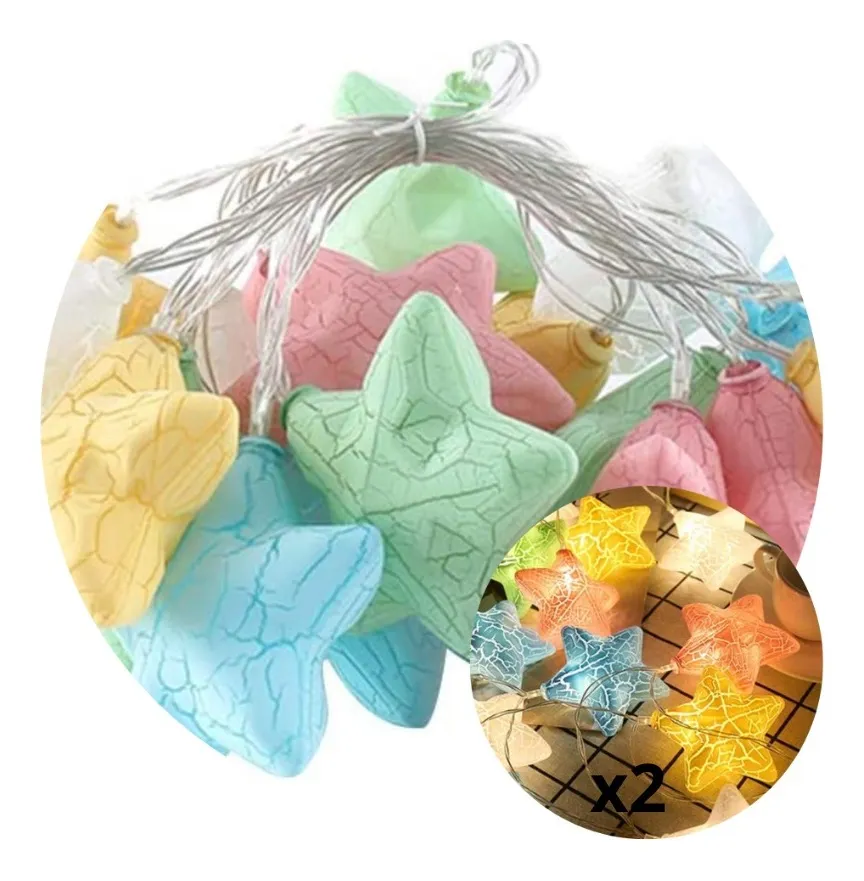 Guirnalda Luz Led Estrellitas Troqueladas color Pastel - Imagen 2