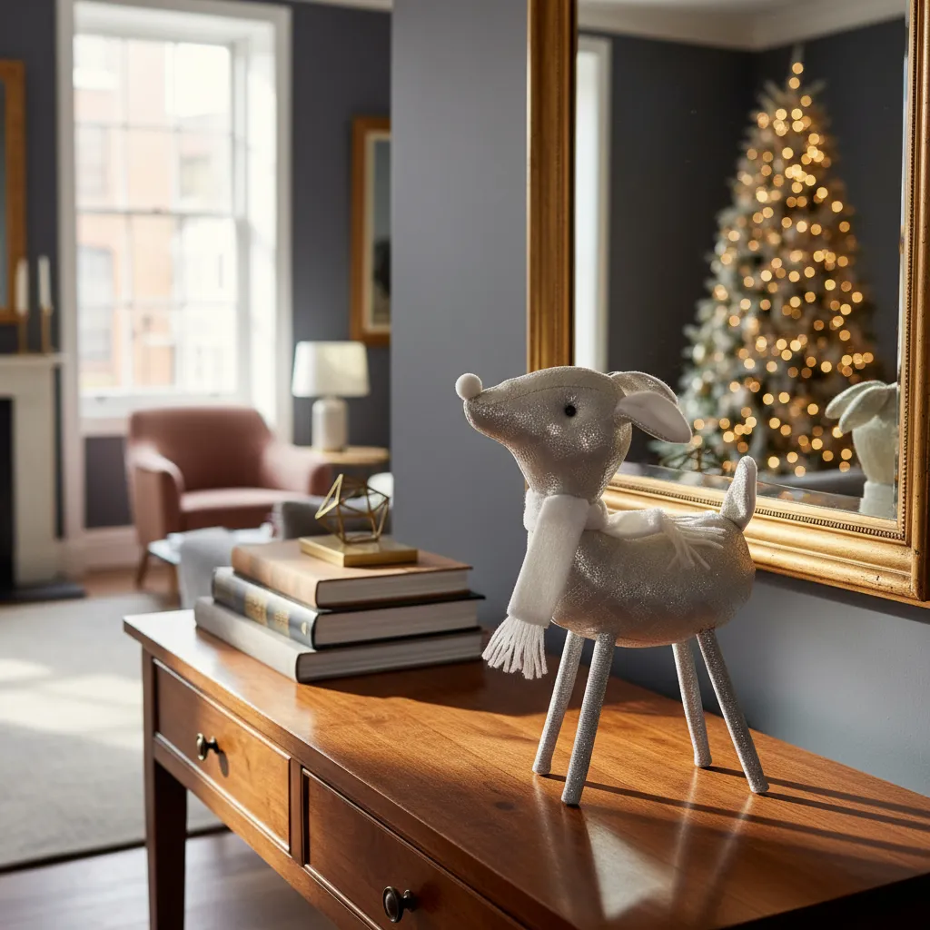 Navidad Ciervo Reno Shinny con bufanda - Imagen 6