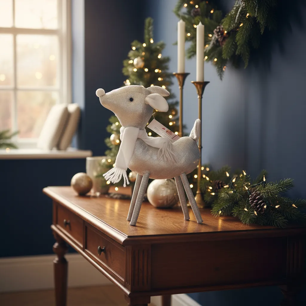 Navidad Ciervo Reno Shinny con bufanda - Imagen 12