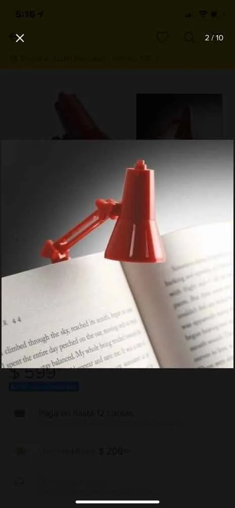 Mini lampara Led para libros Señalador Luz Clip Broche Red - Imagen 5