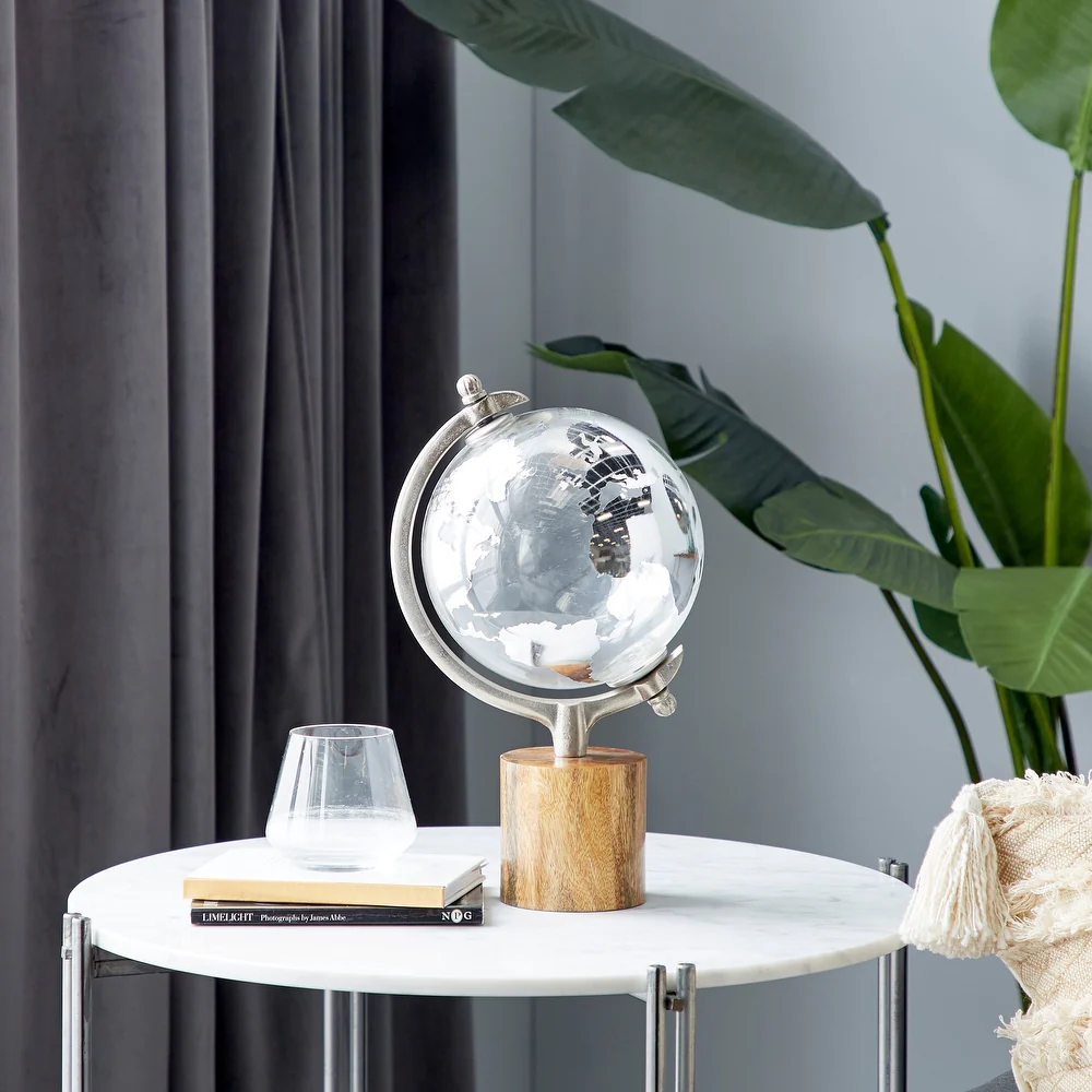 Globo terráqueo Base de madera Natural - Imagen 6