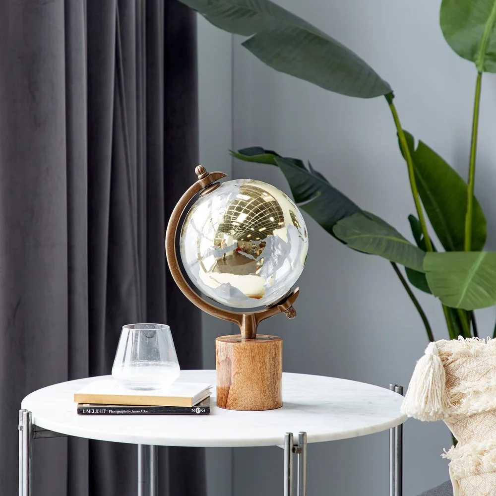 Globo terráqueo Base de madera Natural