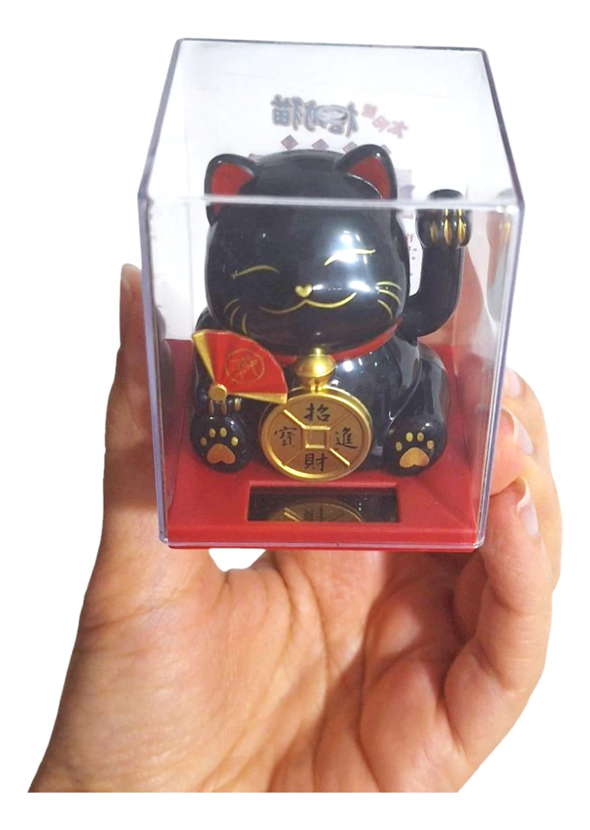 Maneki-neko (招き猫), también conocido como el “gato de la suerte” Black - Imagen 3