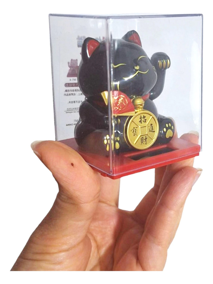 Maneki-neko (招き猫), también conocido como el “gato de la suerte” Black - Imagen 2