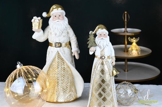 Papá Noel con baston, y luz led blanco/dorado - Imagen 9