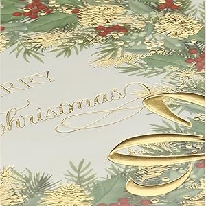 Navidad Tarjeta Tradicional Corona con Dorado - Imagen 3