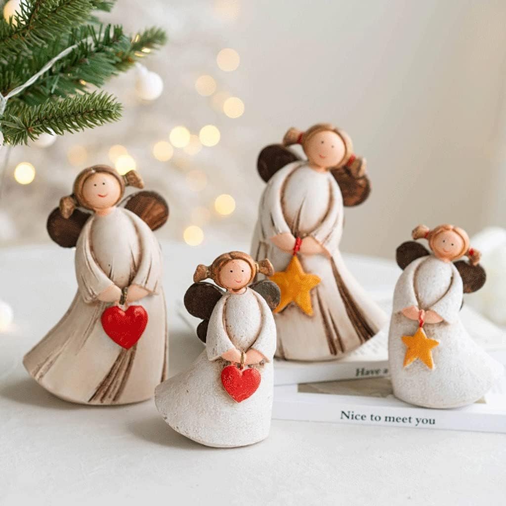 Navidad Escultura de Angel con Corazon o Estrella II