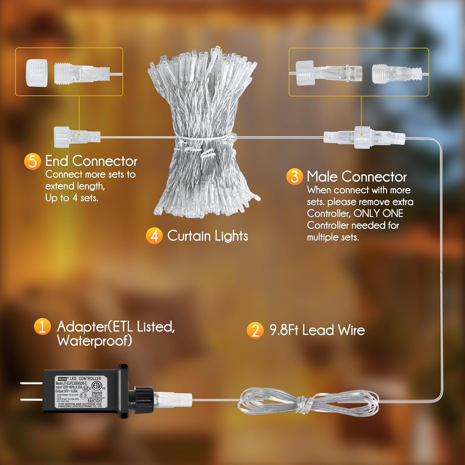 Guirnalda Guia Cortina Luz Led Con control remoto Multicolor 3mts x 2 mts - Imagen 16