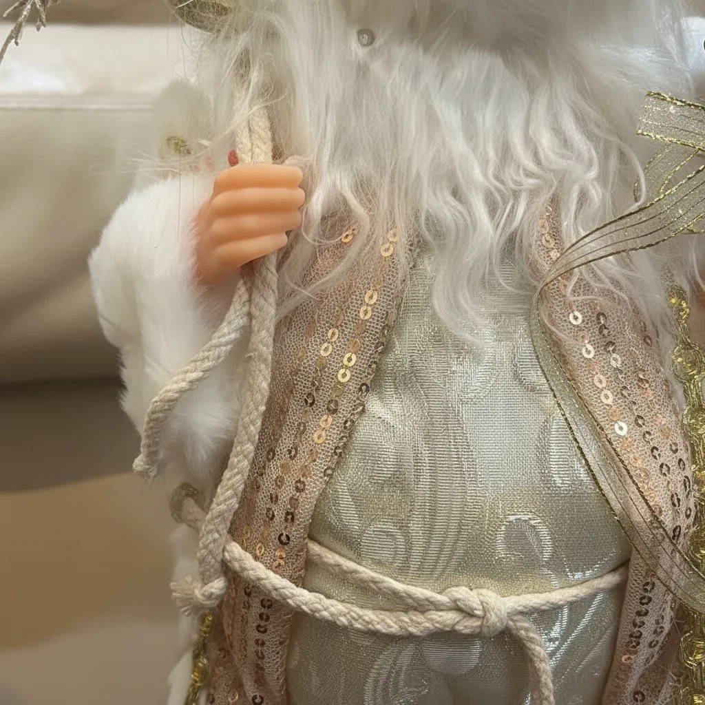 Navidad Papa Noel Santa Claus Vestimenta Elegante Ivory And Gold - Imagen 9